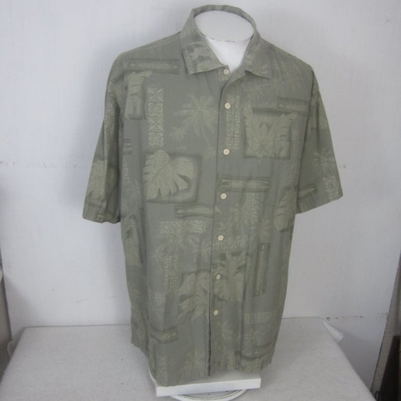 Batik Bay Men Hawaiian camp shirt p2p 27" 2XL aloha luau tropical cotton green - Picture 3 of 9